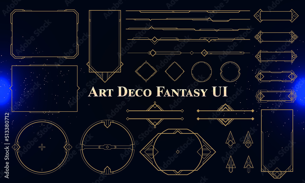 Sticker set of art deco modern user interface elements. fantasy magic hud. good for game ui. vector illustra