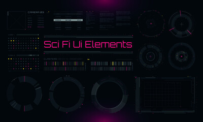 Fototapeta premium Set of Sci Fi Modern User Interface Elements. Futuristic Abstract HUD. Good for game UI. Vector Illustration EPS10