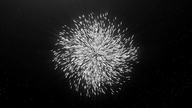 Illuminated lines flying in different directions . Motion . Black background in animation that scatter in different directions like fireworks and create patterns.