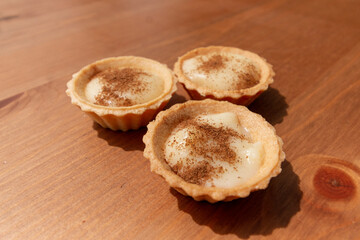 A close up view of a milk tart traditional south african desert