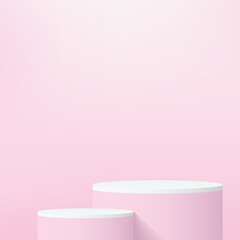 Abstract background with pink color podium for presentation. Vector