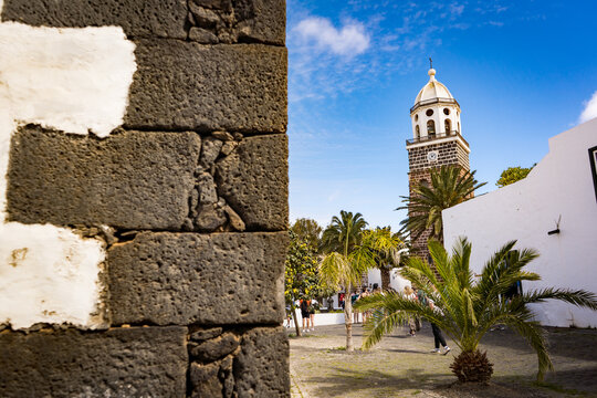 church tower in city of teguise on lanzarote