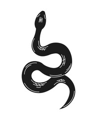 Yellow snake, vector illustration for design, poster or print. Inscription Stay magical. Hand drawn black and white vector illustration