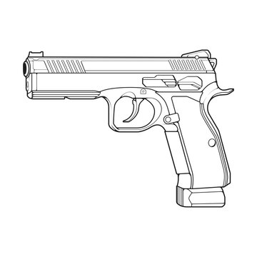 recommend clip art: Firearms line art style, Shooting gun, Weapon illustration, Vector Line, Gun illustration, Modern Gun, Military concept, Pistol line art for training
                    