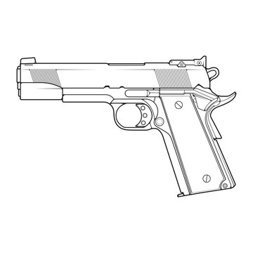 recommend clip art: Firearms line art style, Shooting gun, Weapon illustration, Vector Line, Gun illustration, Modern Gun, Military concept, Pistol line art for training
                    