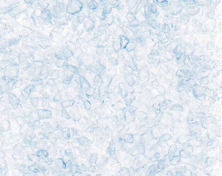 Tray with ice cubes on the white background. Freshness concept background.