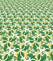 Floral vector ornament. Seamless abstract classic background with golden and green. Pattern with repeating floral elements. Ornament for wallpaper