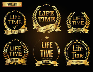 Collection of customer satisfaction warranty guaranteed retro laurels