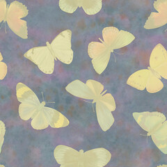 Seamless pattern Watercolor butterflies on a bright background. Botanical background of butterflies for design, wallpapers, wrapping paper, textiles.