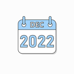 December 2022 Calendar Thin Line Icon Minimal style. December 2022 Business Calendar Planner Flat Vector Icon. Vector Illustration