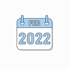 February 2022 Calendar Thin Line Icon Minimal style. February 2022 Business Calendar Planner Flat Vector Icon. Vector Illustration