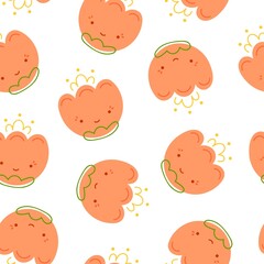 childish seamless pattern cute princess flower vector illustration