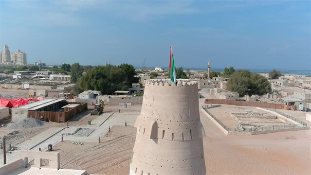 Drone view over al bithnah fort in ras al Khaimah
aerial view from United Arab Emirates, 2022
