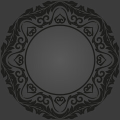 Oriental round black pattern with arabesques and floral elements. Traditional classic ornament. Vintage pattern with arabesques