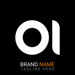 Oi Letter Logo design. black background.