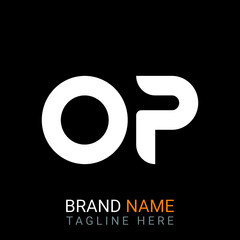 Op Letter Logo design. black background.