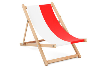 Deckchair with Indonesian, Monacan flag. Indonesia, Monaco Principality of Monaco vacation, tours, travel packages, concept. 3D rendering