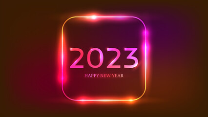 2023 Happy New Year neon background