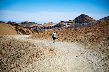 Fototapeta na wymiar woman hiking in El Teide national park Tenerife