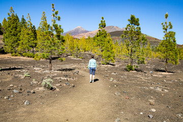 woman hiking in El Teide national park  Tenerife