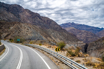 Andes mountain landscape on the way to Chile