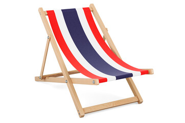 Deckchair with Thai flag. Thailand vacation, tours, travel packages, concept. 3D rendering