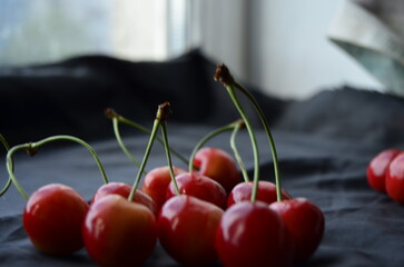 cherries on the table