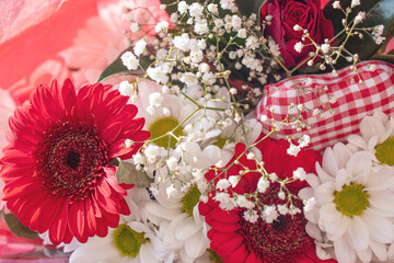 bouquet with red flowers close-up
