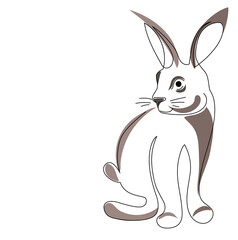 Hare sitting, drawn in doodle style. Animal. Vector illustration, isolated on white background