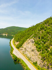 Aerial drone photo of the Great Smokey Mountains and Chilhowee Lake - obrazy, fototapety, plakaty