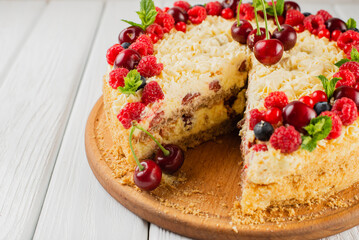 Cake with berries baked at home