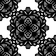 Retro geometric pattern in repeat. Fabric print. Damask style Seamless pattern background, mosaic ornament, vintage style. Design for prints on fabrics