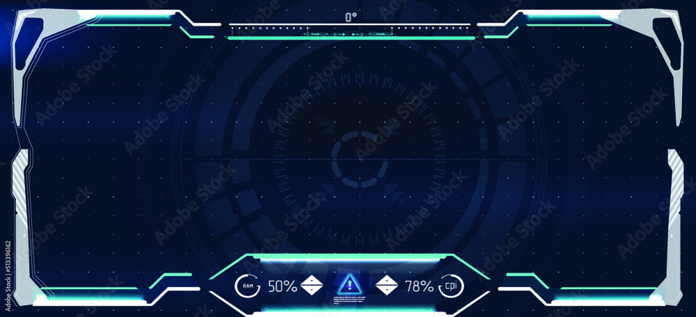 Poster hud futuristic elements basic communication concept vector set. hud aim control frame interface, fut