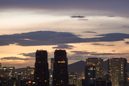 panoramic night view of mexico city in the polanco area
