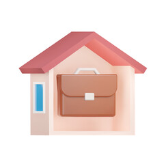 Home office 3d icon. Work at home. Case in the house. Isolated object on a transparent background