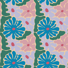 Fototapeta na wymiar Creative collage modern floral seamless pattern
