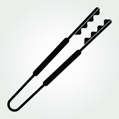 Barbecue tongs icon isolated on white background. Vector illustration