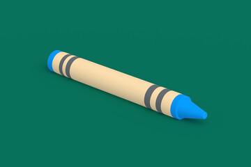 Wax crayon. Colorful pencil. Preschool education. 3d render