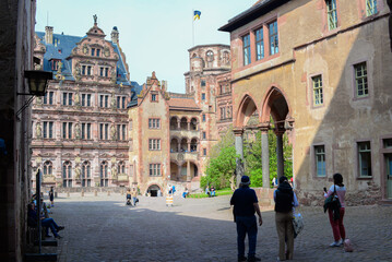 HEIDELBERG, GERMANY - market, streets in Heidelberg in Germany. Heidelberg is a city in the state of Baden-Württemberg in Germany.