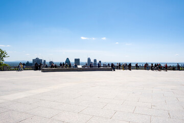 People Viewing Downtown Montreal from Mount Royal Terrace 
