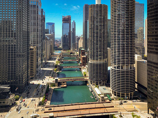 Chicago River on a sunny summer day