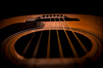 Guitar.Guitar's chords.Acoustic guitar.Music.Music background.Image of an acoustic guitar in the...