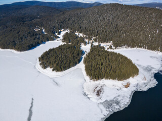 Aerial view of Golyam Beglik Reservoir, Bulgaria