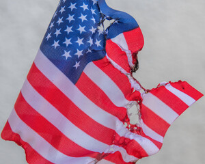 Close up of a burned American flag.