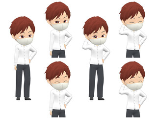 [Shy A] Man shirts Medium hair oblique angle