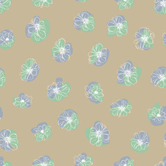 flower buds botanical vector seamless pattern