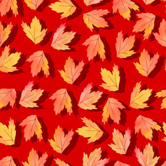 Naklejka na ściany i meble fallen autumn leaves vector pattern