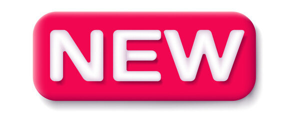 Vector 3D icon of new label. Banner in realistic style. Trendy emblem for new product.