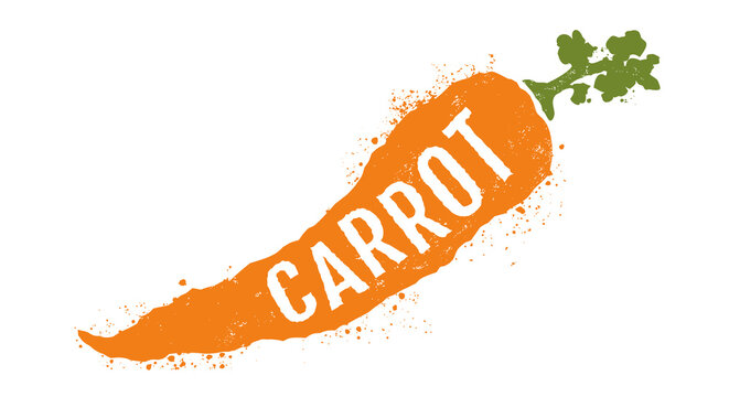 Vintage vector illustration of carrot. Vector illustration of carrot in grunge style. Retro emblem.