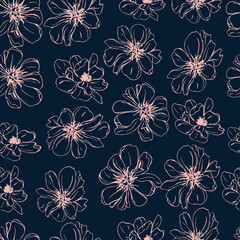 flower buds botanical vector seamless pattern